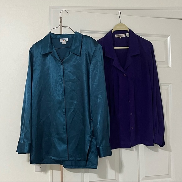 Westbound Tops - Women size 12 blouse button up bundle of 2 long sleeve casual work office shirt